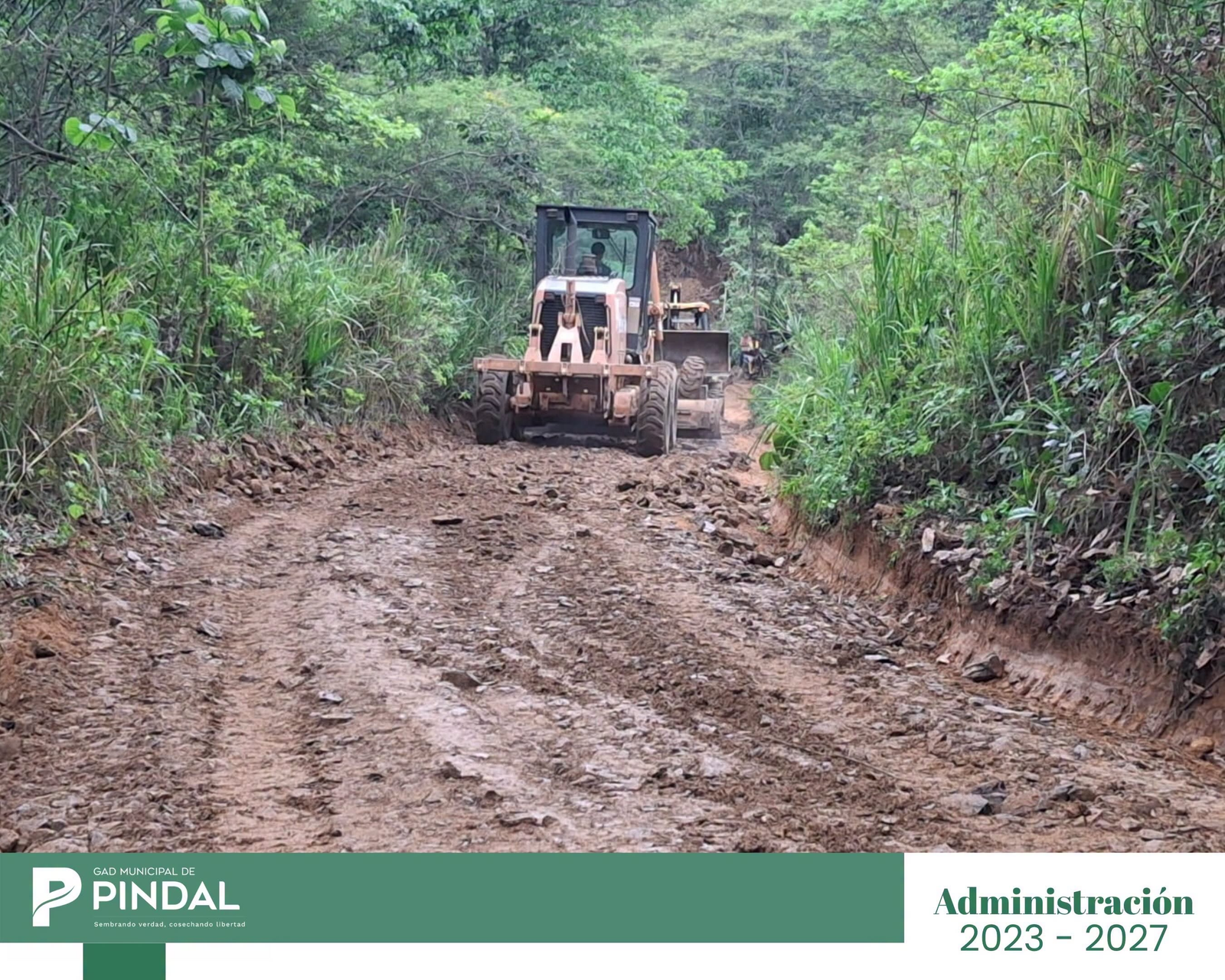 Maquinaria del GADM Pindal en trabajos en Buena Vista